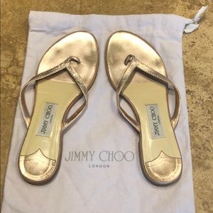 Jimmy Choo Copper Leather Flip Flop Sandals